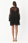 Black Silk Mini Dress With Chantilly Insertions