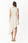 Asymmetrical Off-White Ribbed Cotton Dress