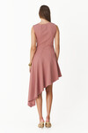 Asymmetrical Rose Ribbed Cotton Dress