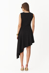 Asymmetrical Black Ribbed Cotton Dress