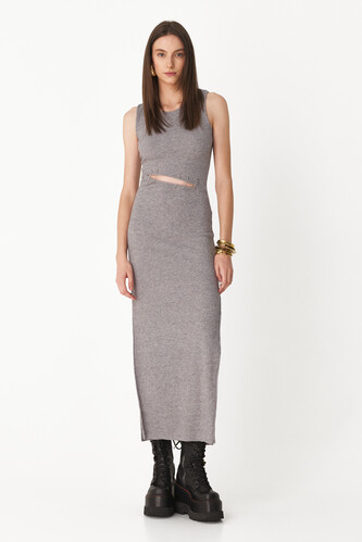 Grey Cutout Maxi Dress - PNK Casual