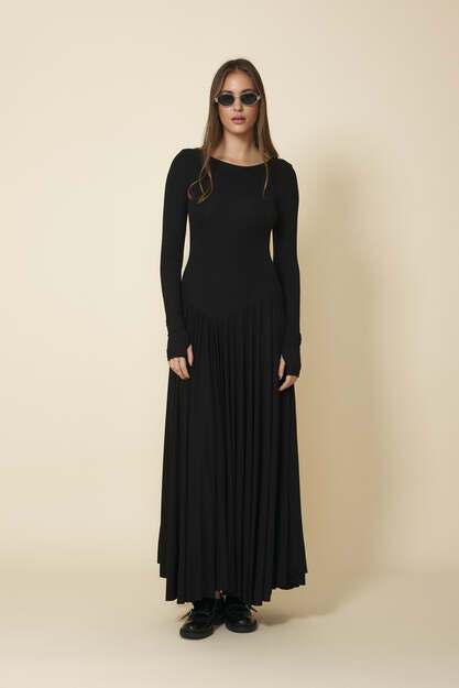 Backless Black Midi Dress