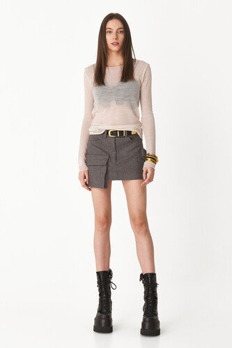 Grey Wool Mini Skirt - PNK Casual