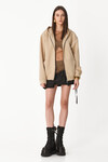 Beige Zipped Cotton Hoodie