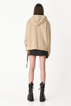 Beige Zipped Cotton Hoodie