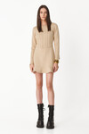 Beige Cotton-Blend Scuba Mini Dress