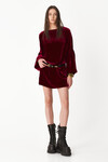 Burgundy Velvet Dress With Oversized Sleeves