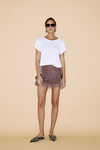 Mauve Velvet Skirt With Chantilly Insertions
