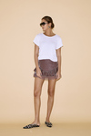 Mauve Velvet Skirt With Chantilly Insertions
