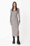 Light Grey Maxi Dress With Long Sleeves