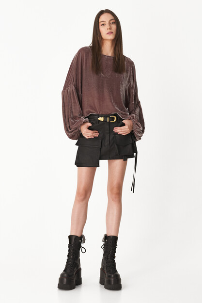 Black Leather Mini Skirt - SS24