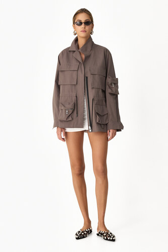 Army Green Linen Jacket - PNK Casual