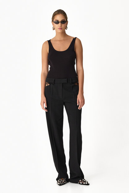 Black Pants With Side Mesh - SS24