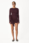 Dark Burgundy Mini Dress With Ruffled Details - SS24