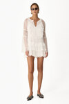 White Silk Dress With Ruffled And Chantilly Insertions - SS24