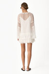 White Silk Dress With Ruffled And Chantilly Insertions - SS24