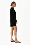 Black Velvet Dress With Oversized Sleeves - SS24