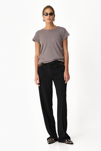 Dark Grey Hand-Distressed T-shirt - PNK Casual