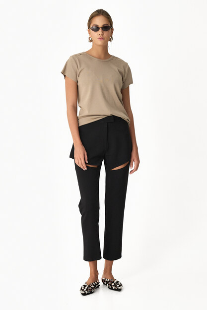 Kaki Rib Hand-Distressed T-shirt