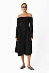 Black Midi Dress With Bare Shoulders - SS24
