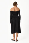 Black Midi Dress With Bare Shoulders - SS24