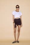 Dark Burgundy Mini Skirt With Ruffled Details