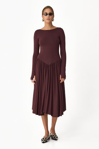 Backless Dark Burgundy Midi Dress - SS24 - PNK Casual