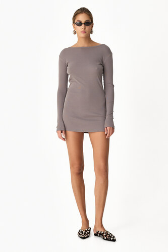 Grey Rib Mini Dress - SS24 - PNK Casual