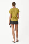 Yellow Blended Cotton-Linen T-shirt