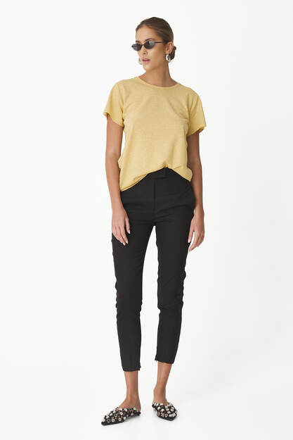 Light Yellow Blended Cotton-Linen T-shirt - SS24