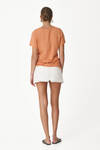 Orange Blended Cotton-Linen T-shirt