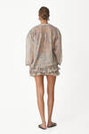 Grey-Green Printed Linen-Silk Shorts - SS24