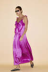 Backless Fuchsia Silk Midi Dress With Ruffles