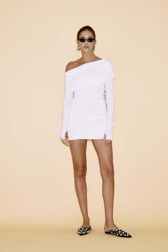 One Shoulder White Mini Dress - PNK Casual