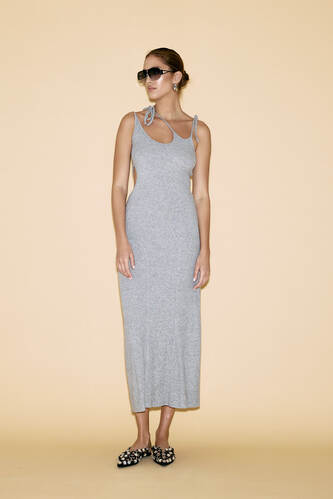 Grey Side-Cutout Maxi Dress - SS24 - PNK Casual