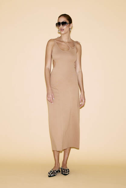 Brown Side-Cutout Maxi Dress - SS24