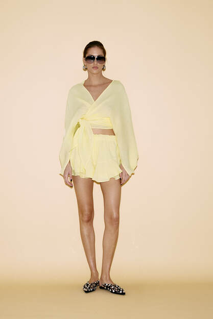 Yellow Wrap Cotton Top - SS24