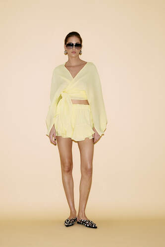 Yellow Shorts with Elasticated Waistband - SS24 - PNK Casual