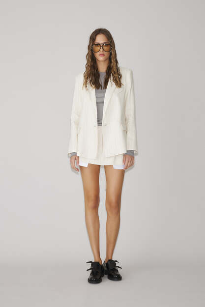 Beige Oversized Blazer With Vest Type Back