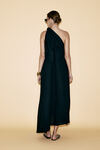 One Shoulder Black Midi Dress