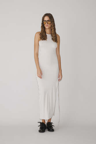 Light Beige Dress With Side Detail - PNK Casual