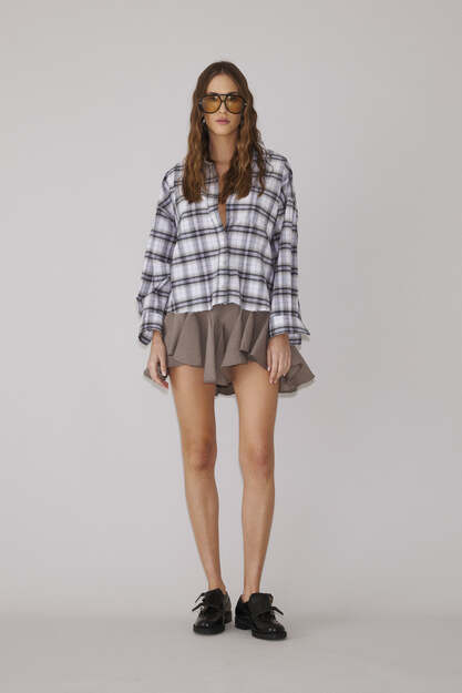Grey Checkered Oversized Shirt
