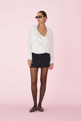 White Viscose Wrap Effect Blouse - SS25 - PNK Casual