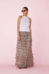 Printed Floral Rose Silk Skirt With Ruffled - SS25