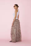 Printed Floral Rose Silk Skirt With Ruffled - SS25