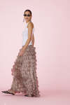Printed Floral Rose Silk Skirt With Ruffled - SS25