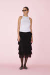 Black Lace Midi Skirt With Ruffles - SS25