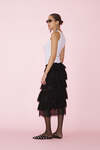 Black Lace Midi Skirt With Ruffles - SS25