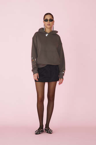 Dark Grey Handmade Painted Oversized Sweatshirt - SS25 - PNK Casual