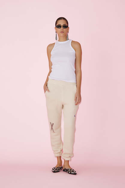 Beige Handmade Painted Pants - SS25